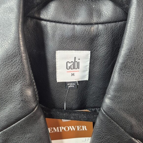 Cabi Jacket Wolmens M Black Faux Leather James Blazer Flap Pockets 4495 - Picture 5 of 8
